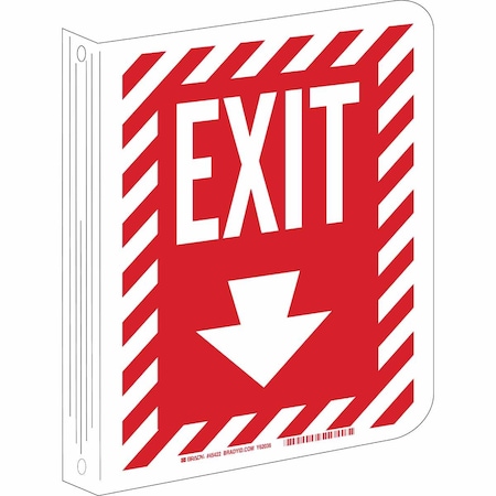 Brady Exit Sign, Plastic, 9" W, 12" H, Exit, Red, White 45422